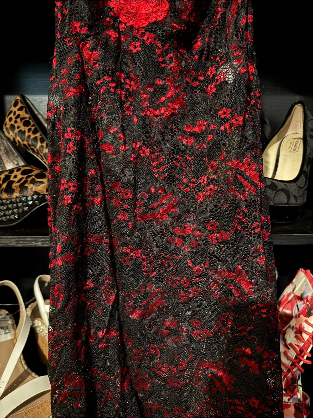 Secret Treasures Red & Black Lace Chemise